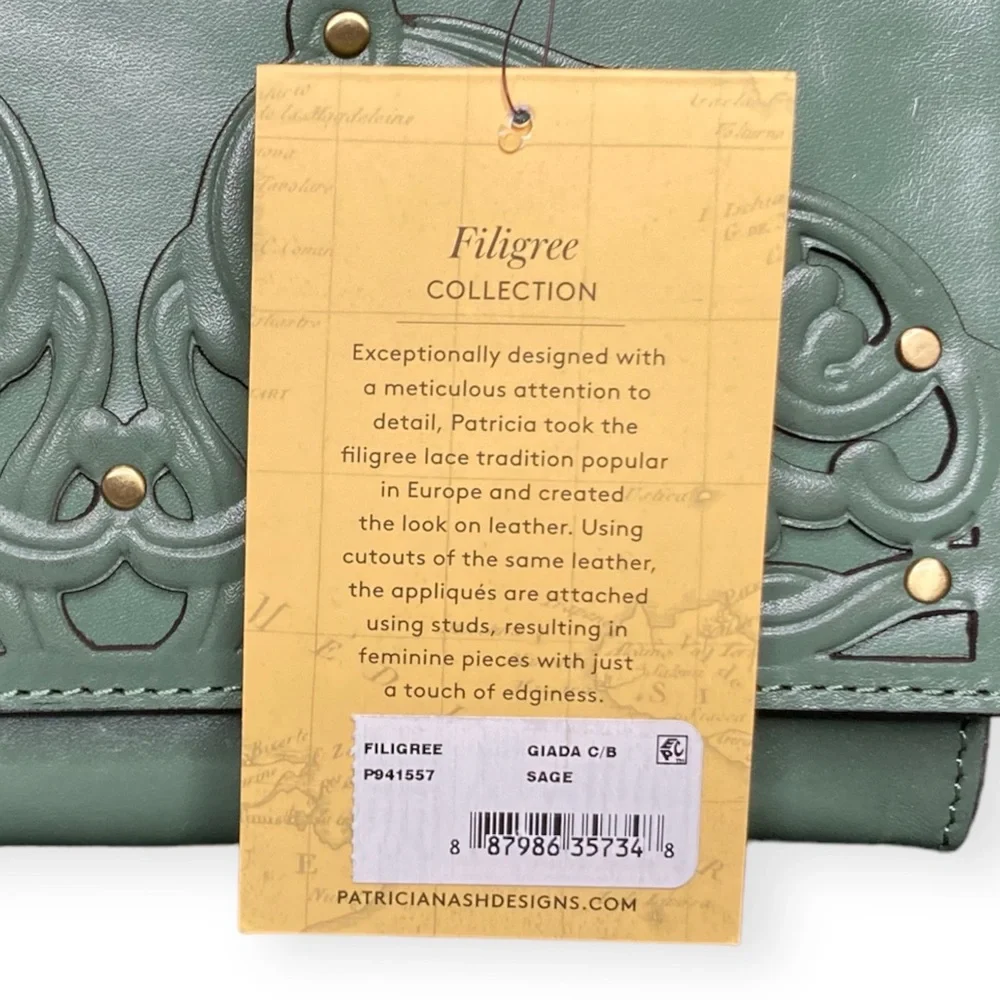 Patricia Nash Giada Chain Bag Filigree Sage Green Leather Shoulder Crossbody - Picture 5 of 16